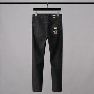 Jeans pour hommes High 2021 Classique Vintage Morden Luxueux Brodé Bee Crown Coton Denim Pantalon Confort Casual 28-38 # N404297k