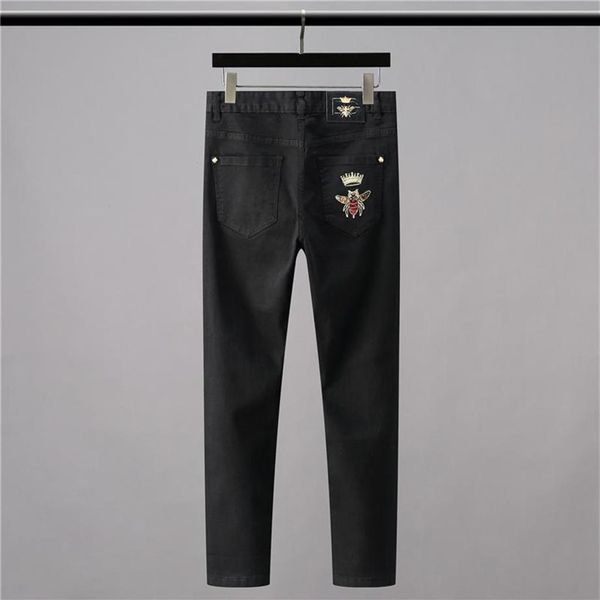 Jeans pour hommes High 2021 Classique Vintage Morden Luxueux Brodé Bee Crown Coton Denim Pantalon Confort Casual 28-38 # N404266C