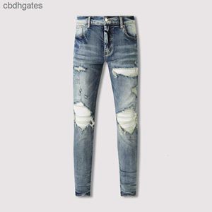 Jeans masculin High 2023 amiirii mode jean violet demin jeans américain mens street lavé perforé en direct populaire