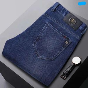 Jeans pour hommes haut de gamme 2024 automne/hiver coupe ajustée élastique Tube droit Version coréenne pantalons décontractés d'affaires à la mode 34577