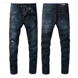 Jeans pour hommes de haute qualit￩ Amirs 22SS Nouveau homme de mode Cool Style Designer Luxury Denim Pant en d￩tresse Ripped Biker Black Blue Jean Slim Fitv5ni
