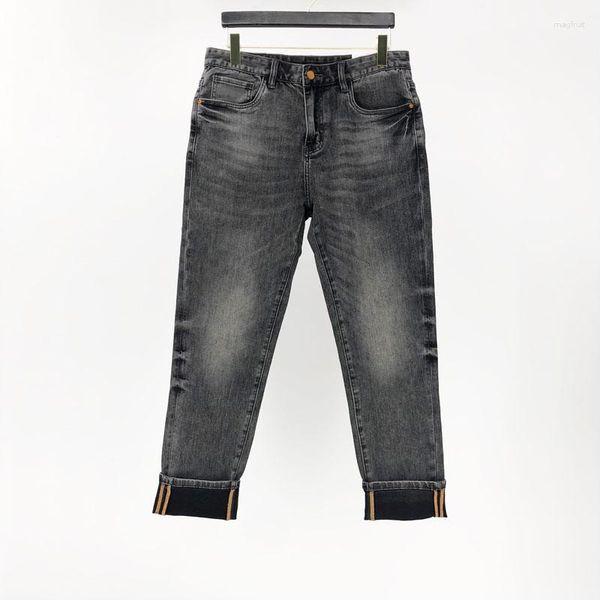 Jeans para hombres Pantalones machos de viento macho de viento negro de alta calidad de alta calidad