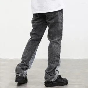 Jeans pour hommes de haute qualité décontracté noir et gris patchwork vintage pantalon de lavage hommes personnalisés fusées denim