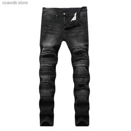 Jeans pour hommes Haute qualité casual hommes jean maigre en détresse déchiré trou motard denim coupe mince Kenn camouflage hip hop punk hommes jeans T240109