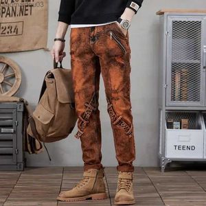 Jeans masculin de haute qualité HARAJUKU HIP-HOP Vêtements Street Tassel Sac tissé Jeans pour hommes Couleurs solides jeans décontractés pantalon plus Sizel2404