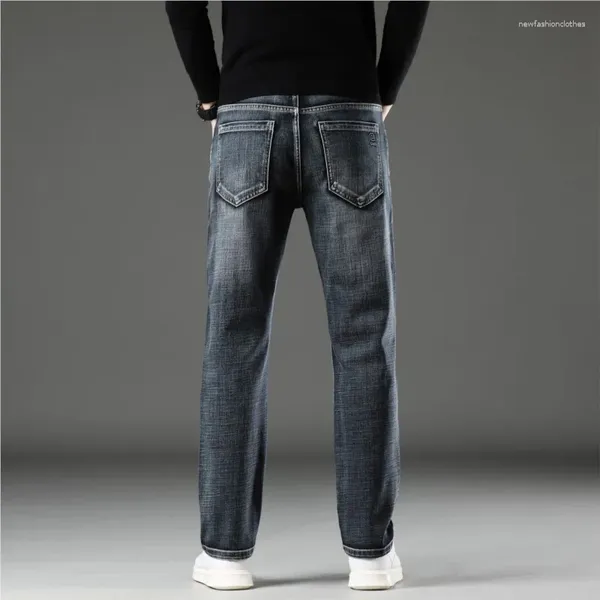 Jeans para hombres Hombres de alta calidad Denim Regular Fit Pantalones casuales elásticos rectos para hombre Marca de moda Pantalones de gran tamaño Color gris