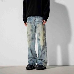 Heren jeans hoogwaardige heren losse elastische zwarte scheurt jeans kleurrijke inkt spattende decoratie modieuze casual broek modieuze en sexy straatjeans;WX