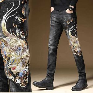 Jeans masculins de haute qualité pour hommes de haute qualité jeans élastiques à la mode brodés à gratter brodés pantalons décontractés à la mode et sexy jeans de rue wx