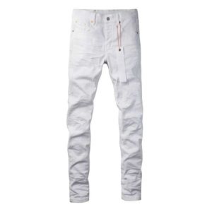 Jeans masculin de haute qualité pourpre Roca Brand Jeans Street White Jeans à la mode et une réparation de haute qualité Low Rise and Right Adapting Jeans J240527