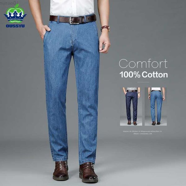 Jeans pour hommes de haute qualité printemps été hommes d'affaires Jeans classique coton droit Stretch marque Denim pantalon sergé salopette pantalon 40 42 L230724