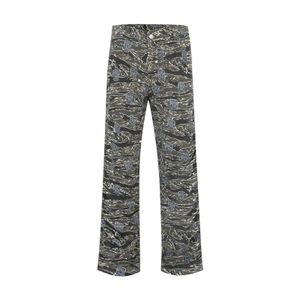 Jeans pour hommes High Street Camouflage Pants Mode Streetwear Vibe Style Camo Denim Pantalon Loose Fit Hip Hop Bottoms 230629