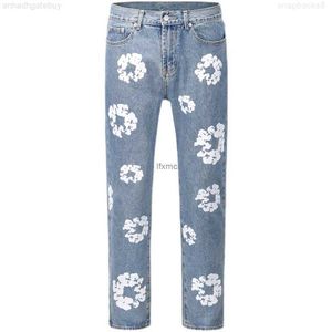 Jeans pour hommes High Street Denim Tears Style Kapok Lavé Droit Mode Vintage Pantalon Lâche Jacdau