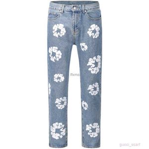 Jeans pour hommes High Street Denim Tears Style Kapok Washed Straight Fashion Vintage Loose Pantszpt4