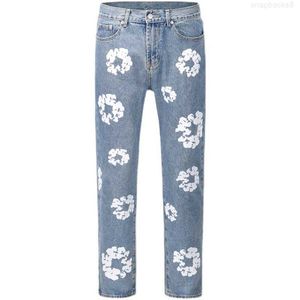 Jeans pour hommes High Street Denim Tears Style Kapok Washed Straight Fashion Vintage Loose Pants Jacd