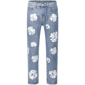 Jeans para hombres High Street Denim Lágrimas Estilo Kapok Lavado Recto Moda Vintage Pantalones sueltos XXXL