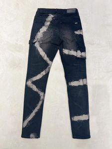 Jeans masculin High Street Euramerican Fashion Irréguleux Tie-Dye Design Pantalon Denim Male Slim Stretch Ripped Crayer pantalon