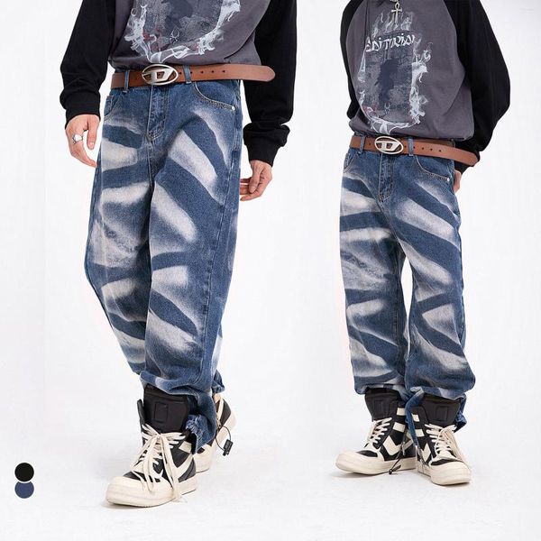 Pantalones vaqueros para hombre High Street Fashion Brand Hip Hop Heavy Industry Knife Mark Pantalones rectos delgados de cintura suelta para mujer