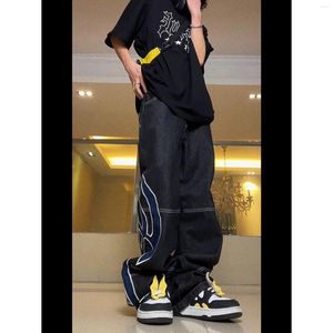 Jeans pour hommes High Street Fashion Ins Hip Hop Style japonais personnalisé polyvalent beau pantalon à jambe droite ample