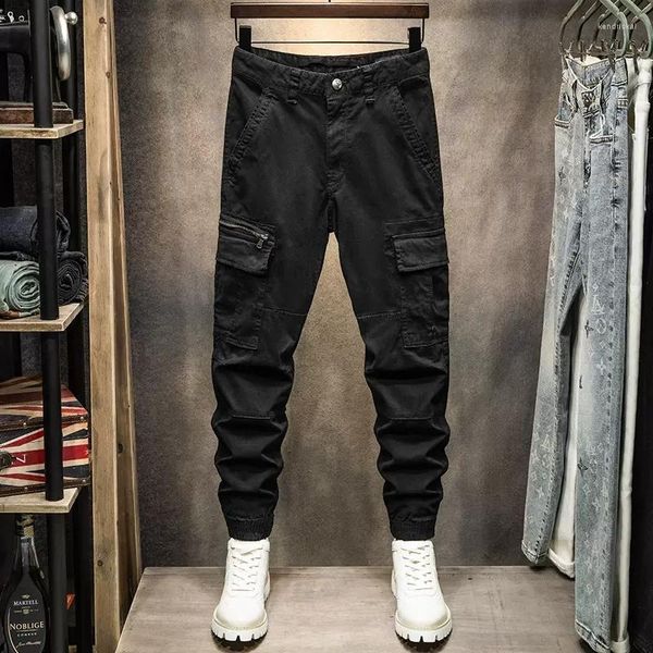 Pantalones vaqueros de los hombres High Street Fashion Hombres Loose Fit Multi bolsillos Designer Casual Cargo Pants Hombre Camuflaje Hip Hop Joggers Monos