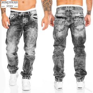 Jeans pour hommes High Street Fashion Hommes Jambe droite Boyfriend Luxe Baggy Cacual Long Denim Pantalon Streetwear Vintage Wash Pants 230207