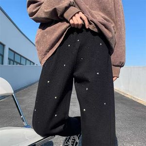 Jeans pour hommes High Street Full Sky Star Diamonds chauds pour Instagram Marque à la mode Petit décontracté Lâche Jambe droite Pantalon à jambes larges