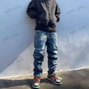 Herren Jeans High Street Hip Hop Flying Dog Print Jeans Herren Herbst Winter Gerade Ärmel Lose Mode Hiphop Hosen T230406