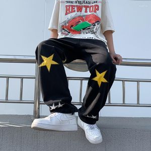 Pantalones vaqueros para hombre High Street Ins Trendy Brand Five-Pointed Star Loose Straight Design Sense Pants Plus Size