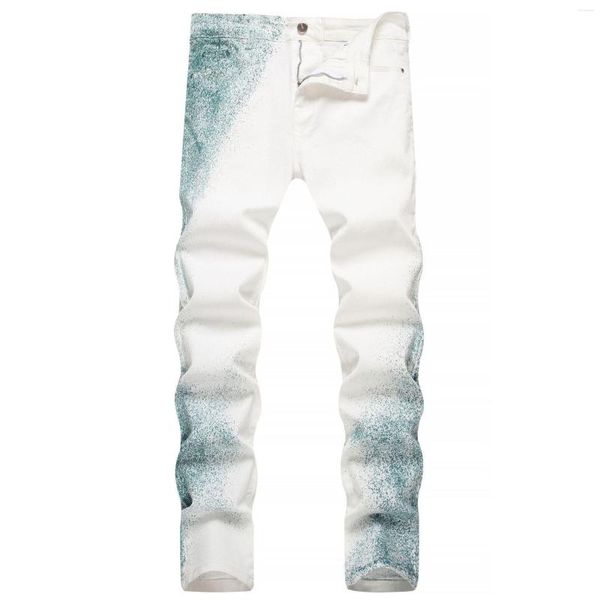 Jeans pour hommes High Street Peint Pantalon Slim Fit Graffiti Denim Pantalon Pour Homme Streetwear Imprimé Bas Grande Taille 42