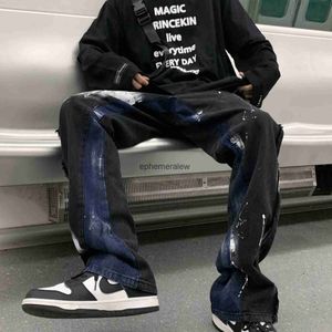 Herenjeans high street broeken American street skateboard gewassen splash jeans heren vloerbroek streetwear hiphop paniek kopen denim menephemeralew