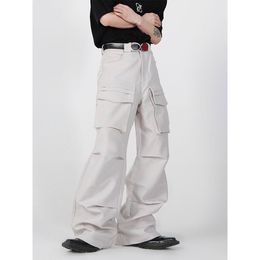 Jeans da uomo High street retrò multi-tasca dritta Y2K tuta per uomo e donna street pantaloni sportivi dritti larghi in jeans casual 230308