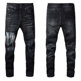 Jeans pour hommes High Street Ripped Slim Pants Washed Black Casual Denim Pour Homme Taille 28-40