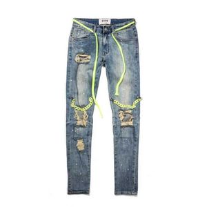 Herren-Jeans, High-Street-Wind-Schwerindustrie, dreidimensionaler Schnitt, Knöchel-Reißverschluss, Jeans mit kleinem Bein