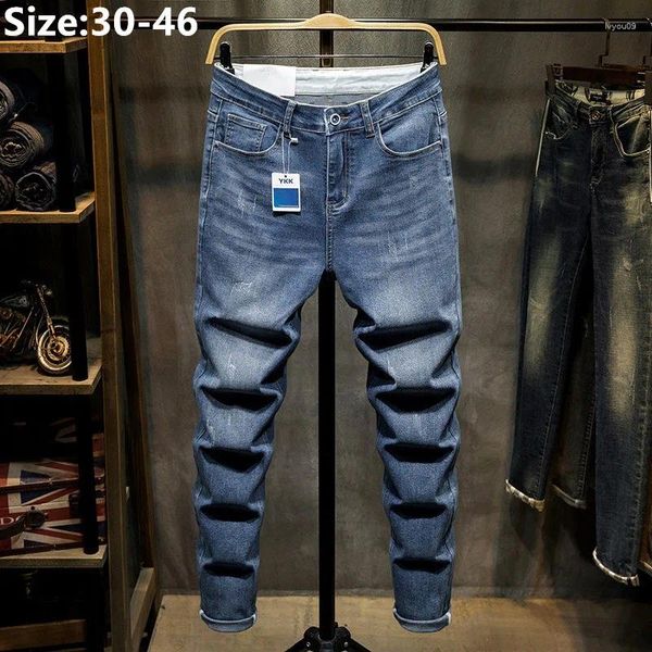 Jeans pour hommes High Stretched Hommes Denim Pantalon Plus Taille 42 44 46 Pantalon Crayon Noir Bleu Slim Fit Mâle Casual Élastique Classique Harem
