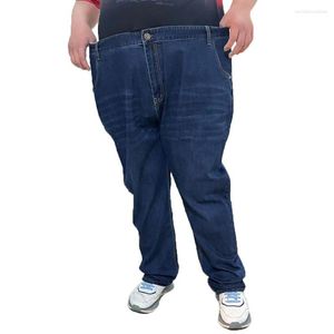 Heren jeans hoge taille high-stretch donkerblauw extra grote plus size stretch slipje voor mannen 52-58 # oversized dikke mensen broeken