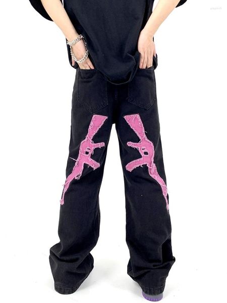 Jeans pour hommes Hip Hop AK Style Patchwork Baggy Pantalon Y2K Streetwear Pantalon ample Hommes Vêtements
