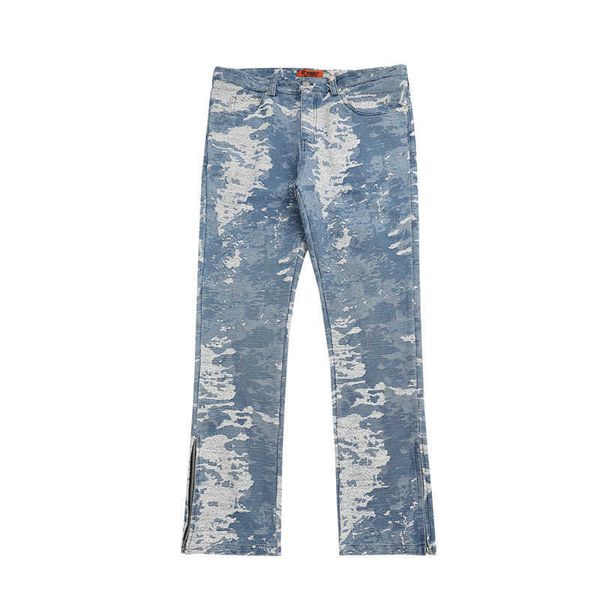 Jeans de hombre Hip Hop Tobillo Cremallera Lavado desgastado Tie Dye Imprimir Bolsillos Jeans Pantalones para hombre y mujer Streetwear Pantalones de mezclilla holgados Z0301