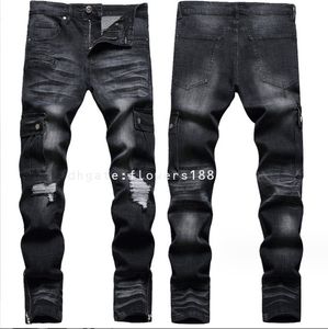 Jeans masculin hip hop cargo noir pantalon à mode à la mode