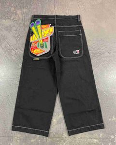 Jeans pour hommes Hip Hop Harajuku Mens Extra Large Pocket Jeans Y2k Street Vêtements Taille Basse Personnalisé Casual Denim Pantalon Rétro Punk Mens PantsL2403