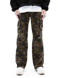 Heren jeans hiphop zware camouflage werk kleding mannen en dames retro zijzak losse casual tactische camouflage lading broek jeans z0225