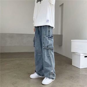 Jeans pour hommes Hip Hop Jeans Hommes Baggy Cargo Pants Casual Big Pocket Denim Pantalons Vintage Plus Size Bottoms Mode Streetwear Y2K Vêtements 230313