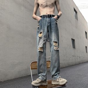 Herrjeans Hip Hop Herr Baggy Cargo Byxor Casual Denimbyxor med stor ficka Vintage Plus Size Bottom Mode Streetwear Kläder E01