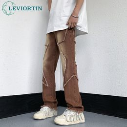Heren jeans hiphop pentagram patch ontwerp jeans broek voor mannen Amerikaanse stijl high street casual losse denim broek unisex y2k streetwear 230524