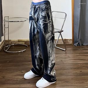 Jeans pour hommes Hip Hop Punk Hommes Denim Pantalon Mâle Y2k Graphique Rave Pantalon Pour Lâche Casual Noir Streetwear Hippie