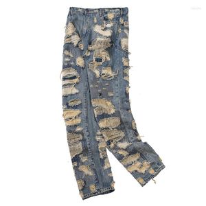 Jeans pour hommes Hip Hop Ripped Hole Damage Straight Endless Love Cowboy Denim Pants