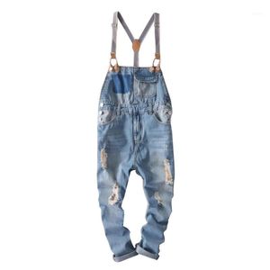 Heren jeans hiphop streetwear slabib broek algehele Jean Fashion Men overalls gescheurd voor mannelijke denim jumpsuit1