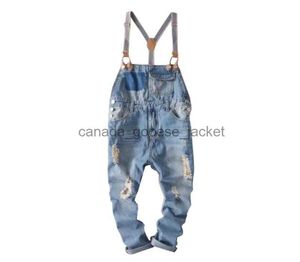 Heren Jeans hiphop streetwear bretelbroek overall jean Mode heren overalls Ripped s voor Mannelijke denim jumpsuit 2107237942810L230911