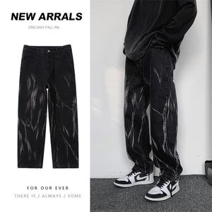 Jeans pour hommes Hip-hop Tie-dye Fashion Retro Casual Baggy Wide-leg s Streetwear Korean Loose Camo Straight Denim Pants 221008