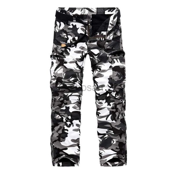 Jeans para hombres Hohigh Mens Jeans Camuflaje Pantalones de caza Multiplock Army (sin cinturón) D240417