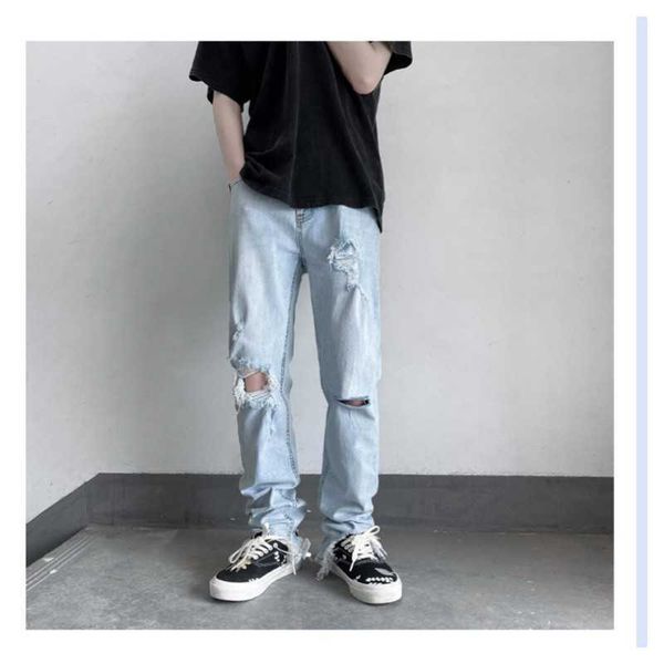 Jeans pour hommes Jeans déchirés pour hommes Collants de la mode coréenne Pantalons pour hommes Hip Hop Casual Trendyol pour femmes Streetwear Grunge Baggy Straight Z0301
