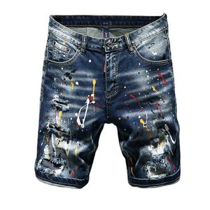 Herenjeans gaten kort kwaliteit mannelijke stretch fit casual streetwear shorts 230306